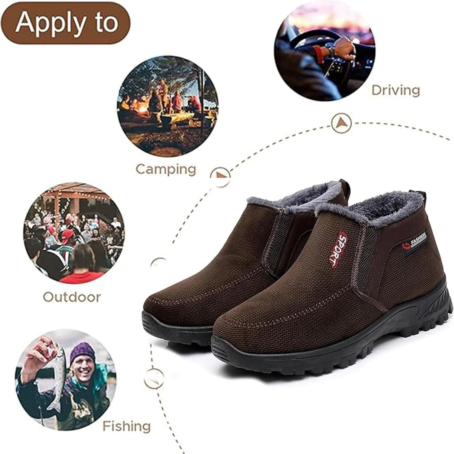 Decalori Shoes,Men's 2025 Winter New Waterproof and Non-Slip Slip-On Warm Cotton Shoes Correction Ankle Support Wide Toe Arch Support Sports Shoes