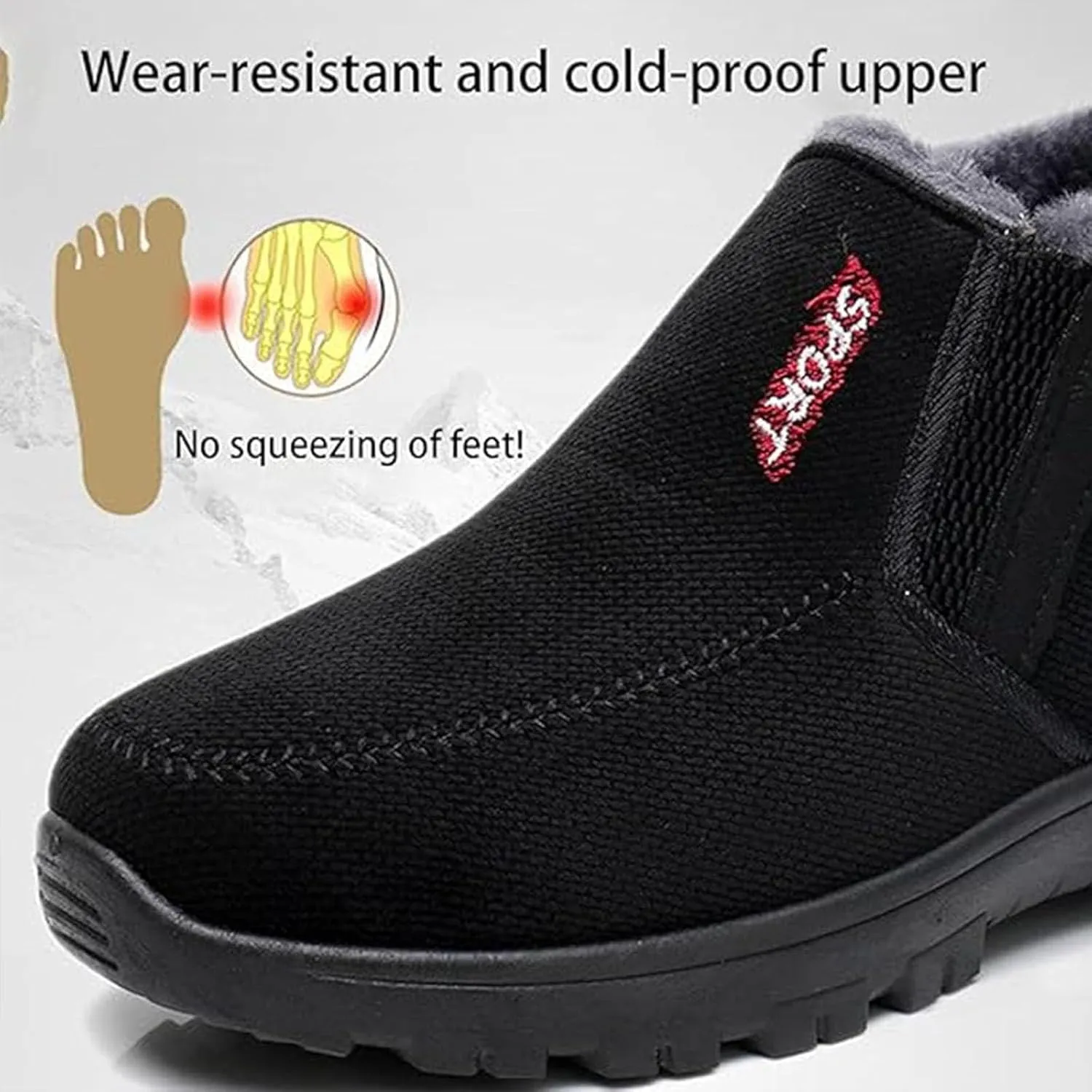 Decalori Shoes,Men's 2025 Winter New Waterproof and Non-Slip Slip-On Warm Cotton Shoes Correction Ankle Support Wide Toe Arch Support Sports Shoes