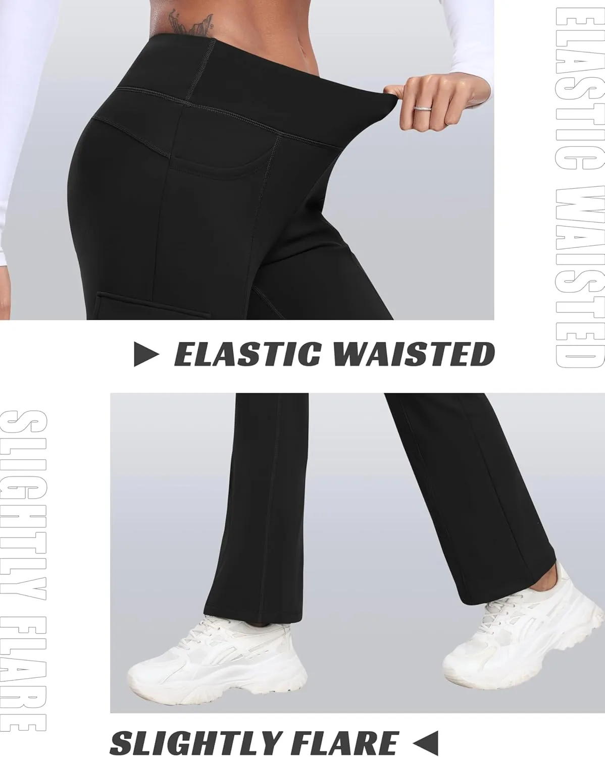 MoFiz Women's Sweatpants Fleece Lined Pants Winter Thermal Water Resistant Crossover Flare Leggings Warm Hiking Outdoor