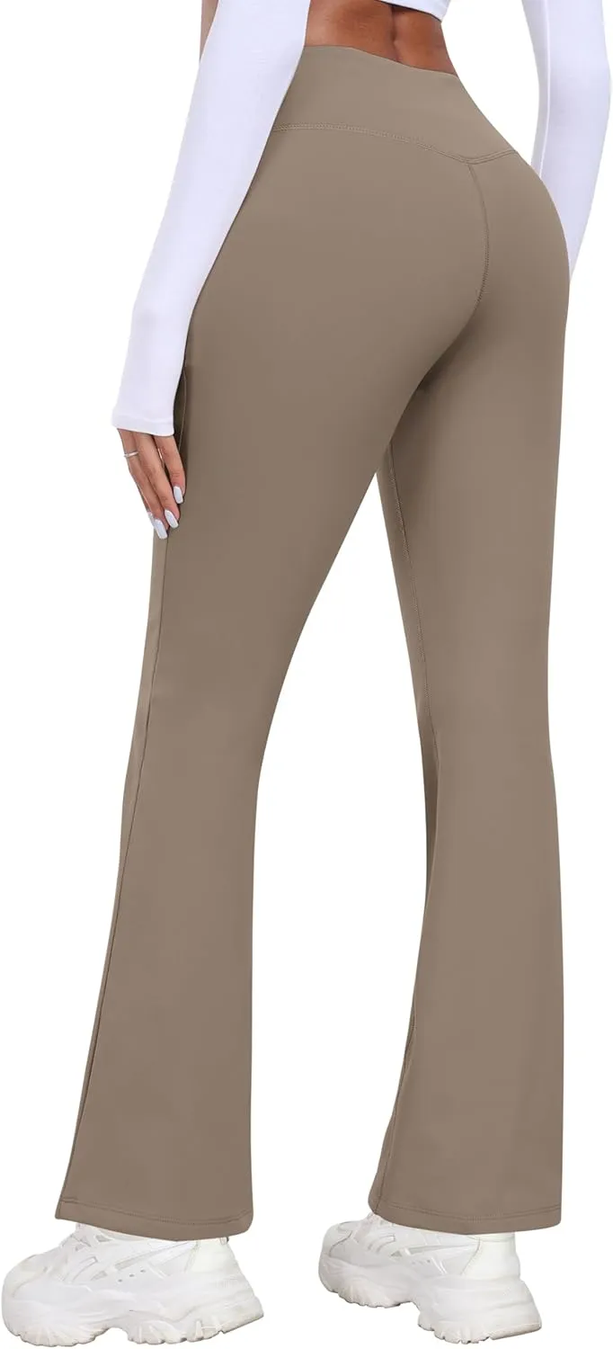 MoFiz Women's Sweatpants Fleece Lined Pants Winter Thermal Water Resistant Crossover Flare Leggings Warm Hiking Outdoor