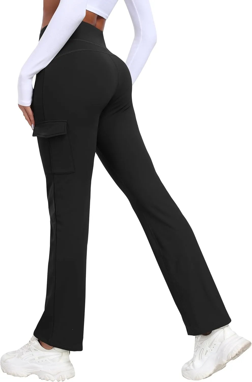 MoFiz Women's Sweatpants Fleece Lined Pants Winter Thermal Water Resistant Crossover Flare Leggings Warm Hiking Outdoor