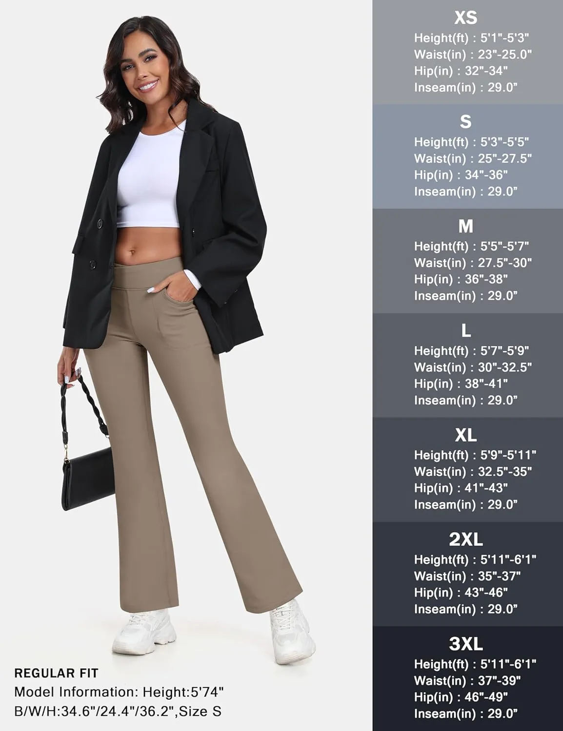 MoFiz Women's Sweatpants Fleece Lined Pants Winter Thermal Water Resistant Crossover Flare Leggings Warm Hiking Outdoor