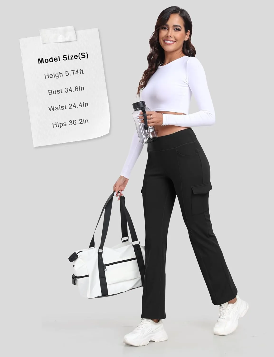 MoFiz Women's Sweatpants Fleece Lined Pants Winter Thermal Water Resistant Crossover Flare Leggings Warm Hiking Outdoor